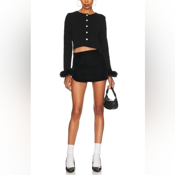 NWT Free People Annalise Velvet Mini Skirt in Black Size 12 - Picture 5 of 7